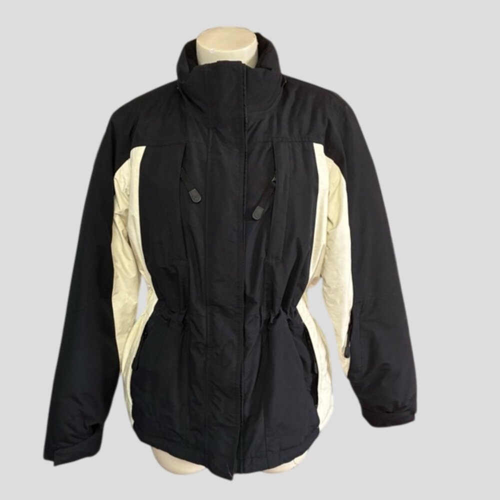 Eddie Bauer Women's Goose Down Black & White Winter Parka Jacket
